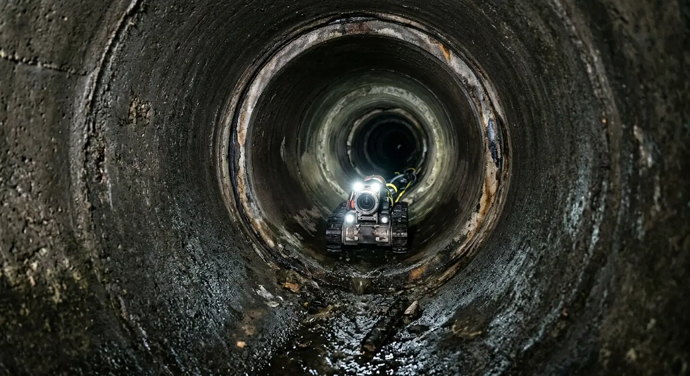 Robotic sewer camera inspecting pipe interior for Drain Snake Service in Sangaree
